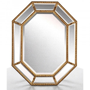 Восьмиугольное зеркало в зеркальнойраме Diamond Gold (Даймонд), Поталь античное золото, 90*120 см