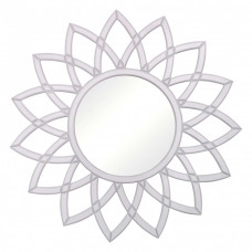 Круглое зеркало-солнце в белой декоративной раме Shiny White 